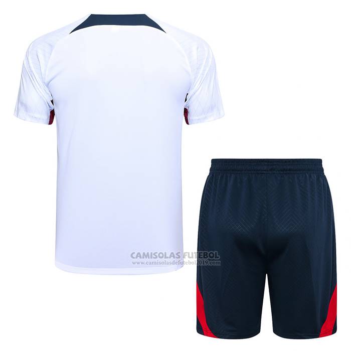 Fato de Treino Paris Saint-Germain Manga Curta 2023-2024 Branco - Calcas Curta